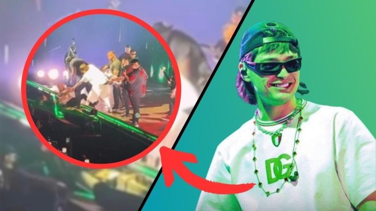 Guardaespaldas de Peso Pluma golpea a fan que sube al escenario