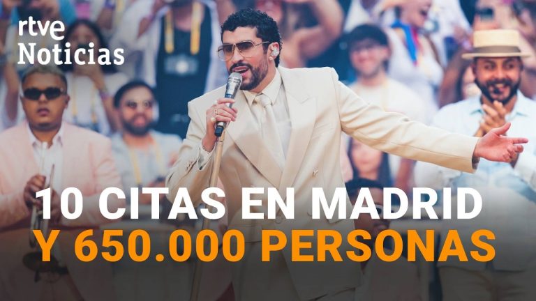 Bad Bunny sale coronado de su residencia histórica en Madrid como rey de la música latina
