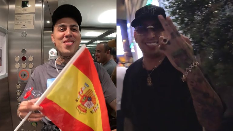 Ñengo Flow y Brytiago celebrando que España ganó la COPA MUNDIAL en las calles de España